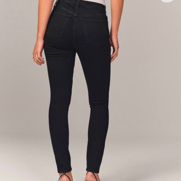 Abercrombie and Fitch the super skinny high rise black wash jeans 26 - Picture 2 of 11